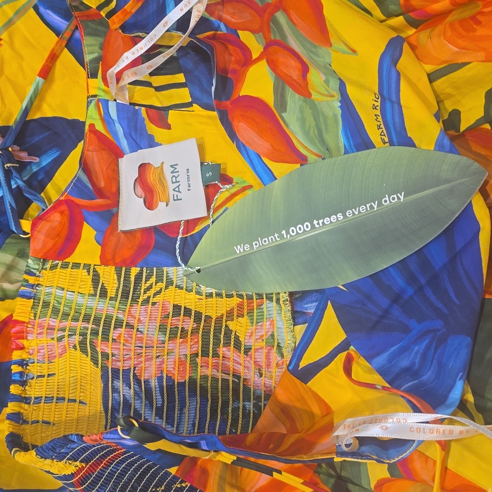 Farm Rio Bright Nature Maxi Sundress small Tropical Floral $210 NWT - Picture 10 of 15